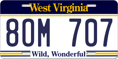 WV license plate 8OM707