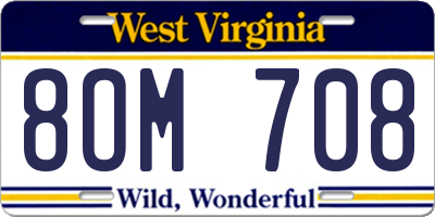 WV license plate 8OM708