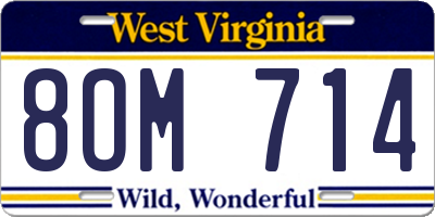 WV license plate 8OM714