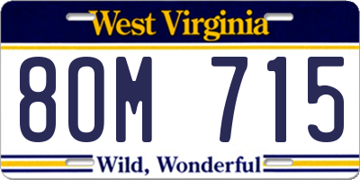 WV license plate 8OM715