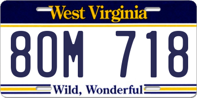 WV license plate 8OM718