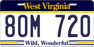 WV license plate 8OM720