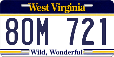WV license plate 8OM721