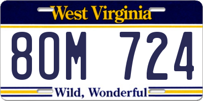 WV license plate 8OM724