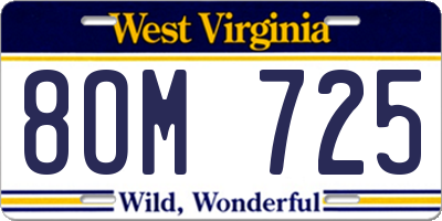 WV license plate 8OM725