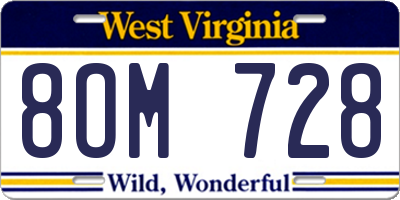 WV license plate 8OM728