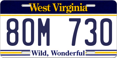WV license plate 8OM730