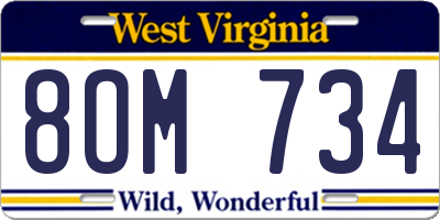 WV license plate 8OM734