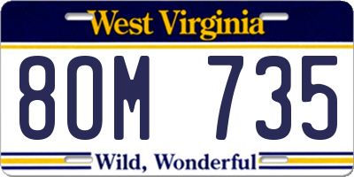 WV license plate 8OM735