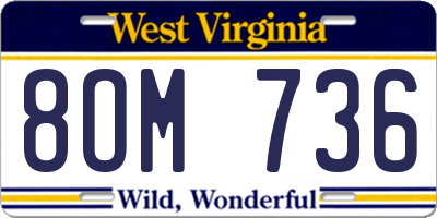 WV license plate 8OM736