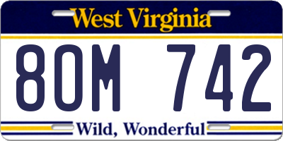 WV license plate 8OM742