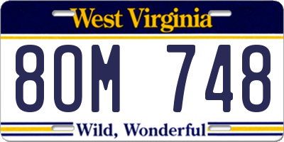 WV license plate 8OM748