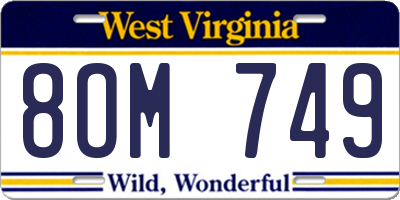 WV license plate 8OM749