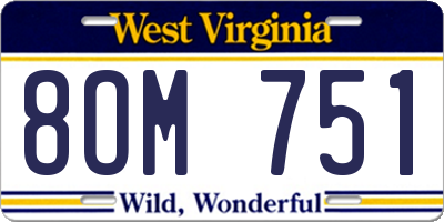 WV license plate 8OM751