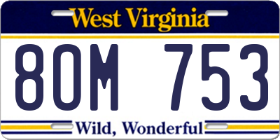 WV license plate 8OM753