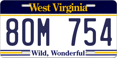 WV license plate 8OM754