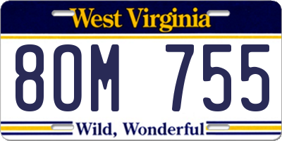 WV license plate 8OM755