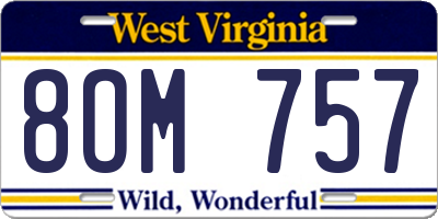 WV license plate 8OM757