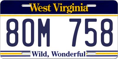 WV license plate 8OM758