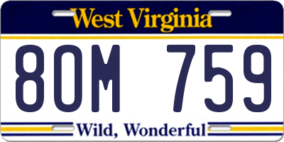 WV license plate 8OM759