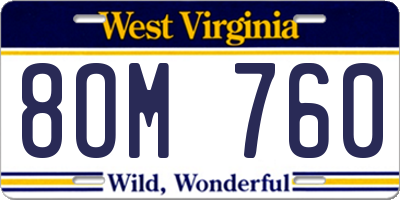 WV license plate 8OM760