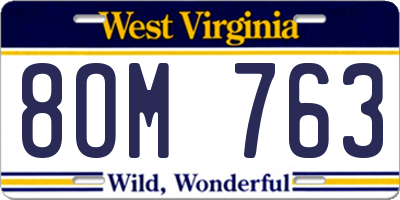 WV license plate 8OM763