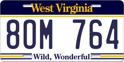 WV license plate 8OM764