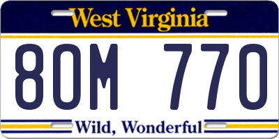 WV license plate 8OM770