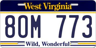 WV license plate 8OM773