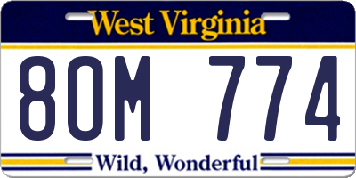 WV license plate 8OM774