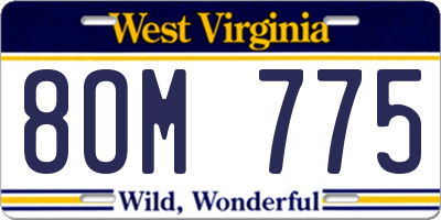 WV license plate 8OM775