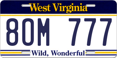 WV license plate 8OM777