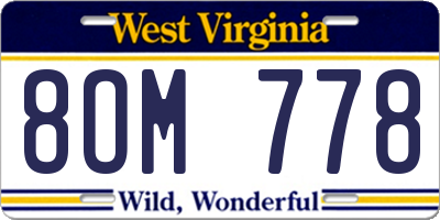 WV license plate 8OM778