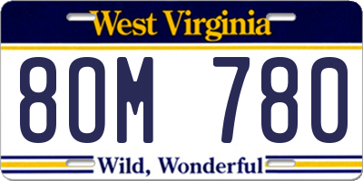 WV license plate 8OM780