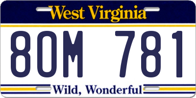 WV license plate 8OM781