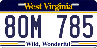 WV license plate 8OM785