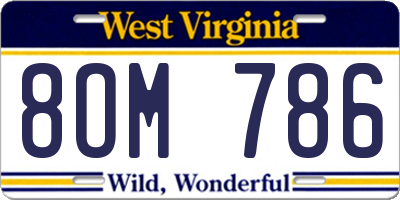 WV license plate 8OM786