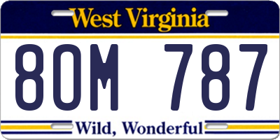 WV license plate 8OM787