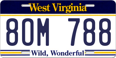 WV license plate 8OM788