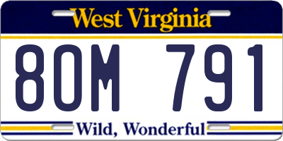 WV license plate 8OM791