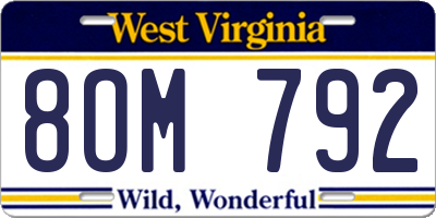 WV license plate 8OM792