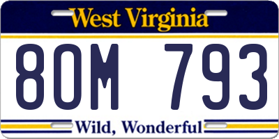 WV license plate 8OM793