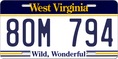 WV license plate 8OM794