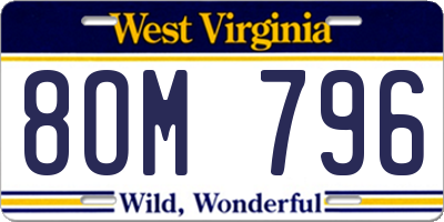 WV license plate 8OM796