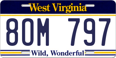 WV license plate 8OM797