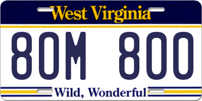 WV license plate 8OM800