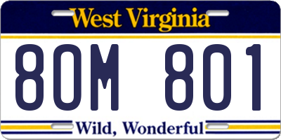 WV license plate 8OM801