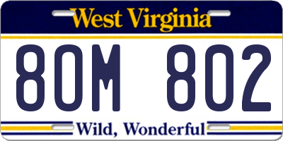 WV license plate 8OM802
