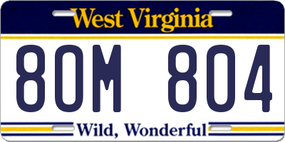 WV license plate 8OM804