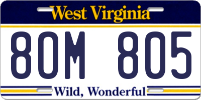 WV license plate 8OM805